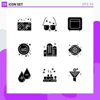 9 Creative Icons Modern Signs and Symbols of container search bank chart open Editable Vector Design Elements