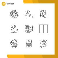 Set of 9 Commercial Outlines pack for opinion head school table globe map Editable Vector Design Elements