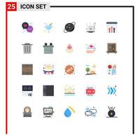 Set of 25 Modern UI Icons Symbols Signs for data drink glass coffee celebration Editable Vector Design Elements