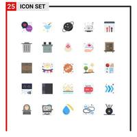 Set of 25 Modern UI Icons Symbols Signs for data drink glass coffee celebration Editable Vector Design Elements