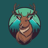 Deer hunting Wild life vintage logo design illustration
