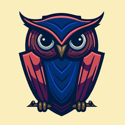 Owl head logo vector illustration bird character mascot design