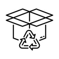 Natural Eco Recycling Cardboard Pack Outline Icon. Organic Renewable Box for Delivery Line Icon. Ecology Bio Recycle Package Linear Pictogram. Editable Stroke. Isolated Vector Illustration.