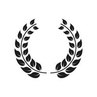 Laurel Wreath Reward Black Silhouette Icon. Olive Leaves Branch Trophy for Leader Glyph Pictogram. Chaplet Round Award for Winner Emblem. Leaf Twig Victory Symbol. Isolated Vector Illustration.