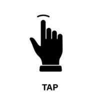 Tap Gesture, Hand Cursor of Computer Mouse Black Silhouette Icon. Click Double Press Touch Swipe Point on Cyberspace Website Sign. Pointer Finger Glyph Pictogram. Isolated Vector Illustration.