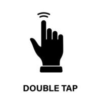 Double Tap Gesture, Hand Cursor of Computer Mouse Black Silhouette Icon. Pointer Finger Glyph Pictogram. Click Double Press Touch Swipe Point on Cyberspace Website Sign. Isolated Vector Illustration.