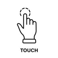 Touch Gesture of Computer Mouse. Pointer Finger Black Line Icon. Cursor Hand Linear Pictogram. Click Press Double Tap Swipe Point Outline Symbol. Editable Stroke. Isolated Vector Illustration.