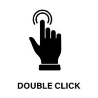 Double Click Gesture, Hand Cursor of Computer Mouse Black Silhouette Icon. Pointer Finger Glyph Pictogram. Swipe Double Press Touch Point Tap on Cyberspace Website Sign. Isolated Vector Illustration.