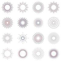 Firework Line Icon Set. Linear Pictogram. Circle Spark Sunburst Star Burst Shine Outline Icon. Starburst Light Explosion. Celebrate Happy Birthday, Merry Christmas Party. Isolated Vector Illustration.