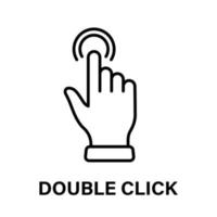 Double Click Gesture of Computer Mouse. Pointer Finger Black Line Icon. Cursor Hand Linear Pictogram. Press Tap Touch Swipe Point Outline Symbol. Editable Stroke. Isolated Vector Illustration.