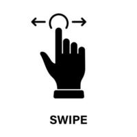 Swipe Gesture, Hand Cursor of Computer Mouse Black Silhouette Icon. Pointer Finger Glyph Pictogram. Click Double Press Touch Point Tap on Cyberspace Website Sign. Isolated Vector Illustration.