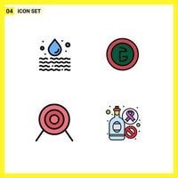 Stock Vector Icon Pack of 4 Line Signs and Symbols for water archery waste currency target Editable Vector Design Elements