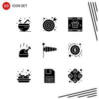 Collection of 9 Vector Icons in solid style Pixle Perfect Glyph Symbols for Web and Mobile Solid Icon Signs on White Background 9 Icons