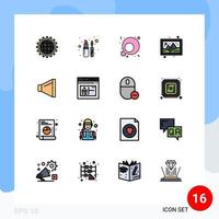 Modern Set of 16 Flat Color Filled Lines and symbols such as volume sound feminism hobby gallery Editable Creative Vector Design Elements