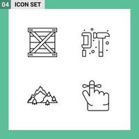 4 User Interface Line Pack of modern Signs and Symbols of box hammer development construction landscape Editable Vector Design Elements