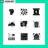 Pack of 9 Solid Style Icon Set Glyph Symbols for print Creative Signs Isolated on White Background 9 Icon Set vector