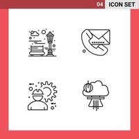 Mobile Interface Line Set of 4 Pictograms of bench architect recreation message engineer Editable Vector Design Elements