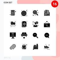 16 iconos creativos signos y símbolos modernos de arquitectura de construcción seguridad ocular encontrar elementos de diseño vectorial editables vector