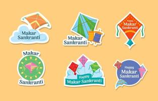 makar sankranti pegatinas celebrar vector