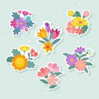 colorful spring sticker collection vector