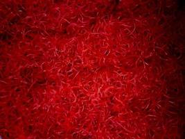 macro texture of red and gold home carpet fabric, suitable for wallpaper background. photo