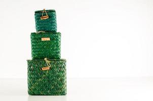 Green wicker boxes photo