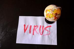 Virus written on paper photo