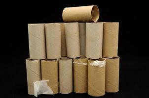 Stacked toilet paper rolls photo