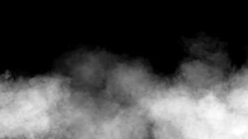 langzaam beweging van dik wit-grijs rook Aan een zwart achtergrond video