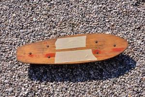 Wooden skateboard view photo