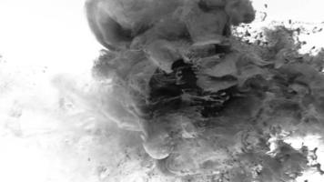 explosion d'un nuage gris de fumée gros plan sur fond blanc video