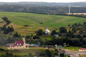 aerial view on baroque temple or catholic church in countryside photo