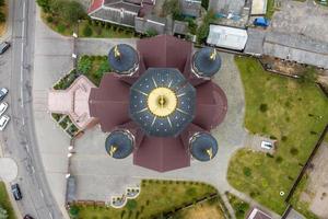 aerial view on baroque temple or catholic church in countryside photo