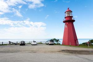 La Matre, Canada-August 9, 2015-View of the Phare de la Martre, one of Gaspesie's many iconic lighthouses during a sunny day photo