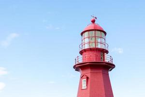 La Matre, Canada-August 9, 2015-View of the Phare de la Martre, one of Gaspesie's many iconic lighthouses during a sunny day photo