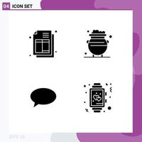 Modern Set of 4 Solid Glyphs and symbols such as bill chating fortune metal mail Editable Vector Design Elements