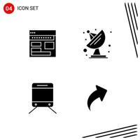 Collection of 4 Vector Icons in solid style Pixle Perfect Glyph Symbols for Web and Mobile Solid Icon Signs on White Background 4 Icons