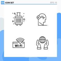 Modern 4 Line style icons Outline Symbols for general use Creative Line Icon Sign Isolated on White Background 4 Icons Pack vector