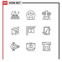 Modern Set of 9 Outlines Pictograph of cafe warehouse bear lab goods technology lab Editable Vector Design Elements