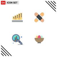 conjunto moderno de 4 iconos planos pictograma de elementos de diseño vectorial editables de cuadrícula de atención médica empresarial de cinta de análisis vector