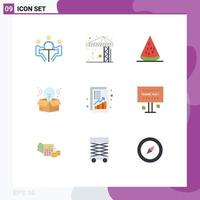 Mobile Interface Flat Color Set of 9 Pictograms of income big idea dessert process healthy Editable Vector Design Elements