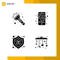 4 Icon Set Solid Style Icon Pack Glyph Symbols isolated on White Backgound for Responsive Website Designing vector