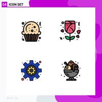 4 líneas de relleno concepto de color plano para sitios web móviles y aplicaciones navidad regalo de cumpleaños negocio helado elementos de diseño vectorial editables vector