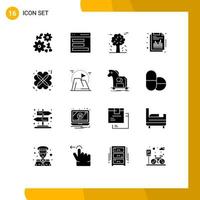 Set of 16 Modern UI Icons Symbols Signs for love report arctic quarterly annual Editable Vector Design Elements