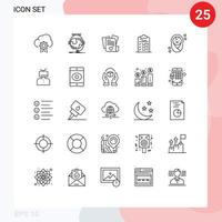 25 Universal Lines Set for Web and Mobile Applications document clipboard e learning checklist heart Editable Vector Design Elements