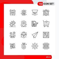 User Interface Pack of 16 Basic Outlines of limited cyber sweets time tool Editable Vector Design Elements