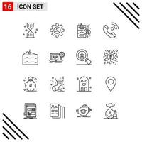 User Interface Pack of 16 Basic Outlines of outgoing contact us use contact smoking Editable Vector Design Elements