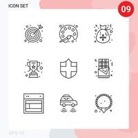 9 Universal Outline Signs Symbols of churro security celebration protection reward Editable Vector Design Elements