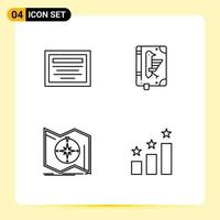 Universal Icon Symbols Group of 4 Modern Filledline Flat Colors of education explore book declaration navigate Editable Vector Design Elements