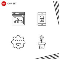 Collection of 4 Vector Icons in Line style Pixle Perfect Outline Symbols for Web and Mobile Line Icon Signs on White Background 4 Icons